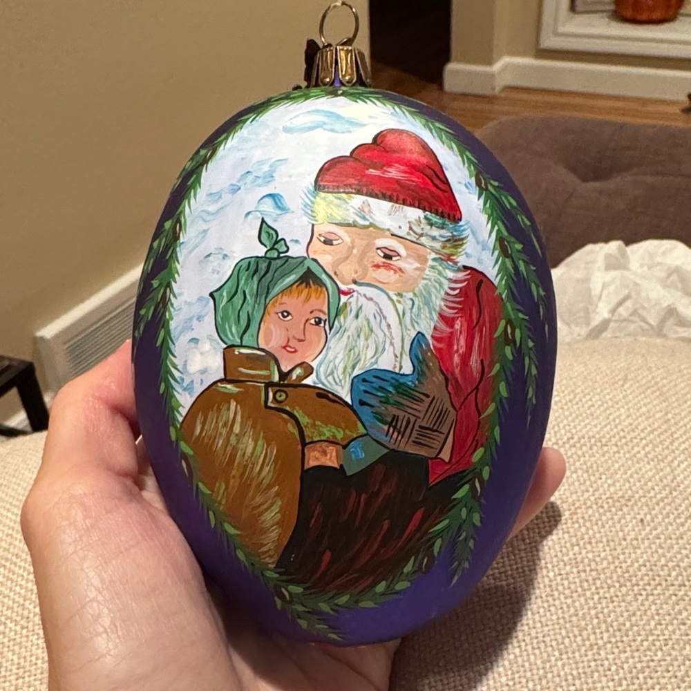 Hand-Painted Santa Christmas Ornament